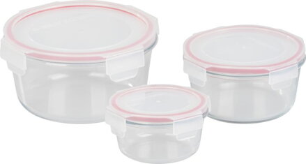 Dóza MagicHome, sada 3 ks, sklenená, sklo, okrúhla, s vekom, 370/800/1500 ml