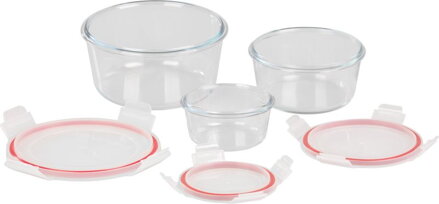 Dóza MagicHome, sada 3 ks, sklenená, sklo, okrúhla, s vekom, 370/800/1500 ml