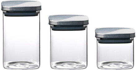 Nádoba MagicHome, sada 3 ks, 800/1100/1500 ml, sklenená, s nerezovým uzáverom