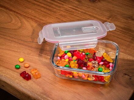 Doza MagicHome BSG2, 0650 ml, 17x13x6 cm, borosilikátové sklo/PP