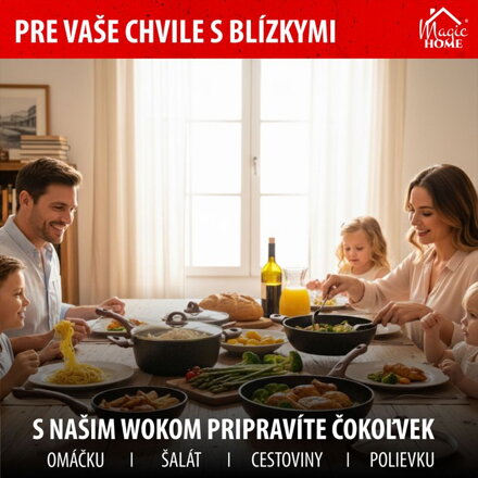 Panvica Wok MagicHome Black Marble Line, 28 cm