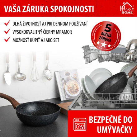 Panvica Wok MagicHome Black Marble Line, 28 cm