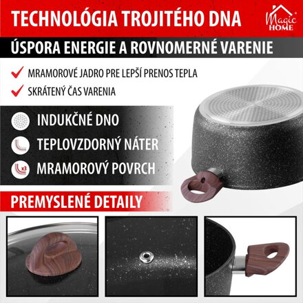 Hrniec MagicHome Black Marble Line, 28 cm, 5,9 lit, s pokrievkou