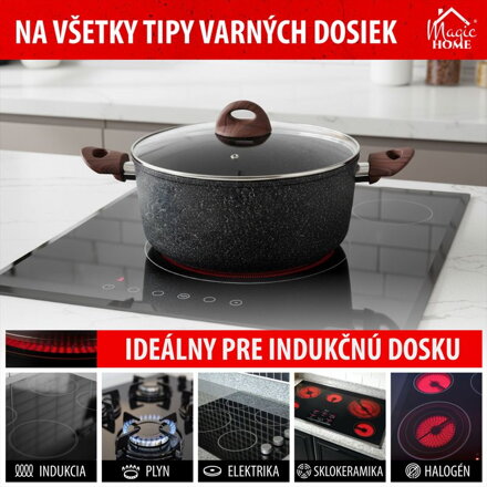 Hrniec MagicHome Black Marble Line, 28 cm, 5,9 lit, s pokrievkou