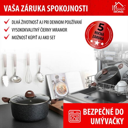 Hrniec MagicHome Black Marble Line, 28 cm, 5,9 lit, s pokrievkou