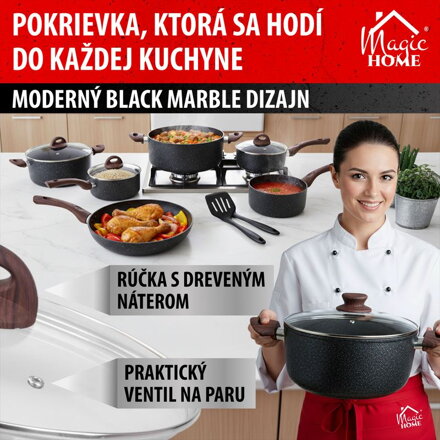Pokrievka MagicHome Black Marble Line, 28 cm