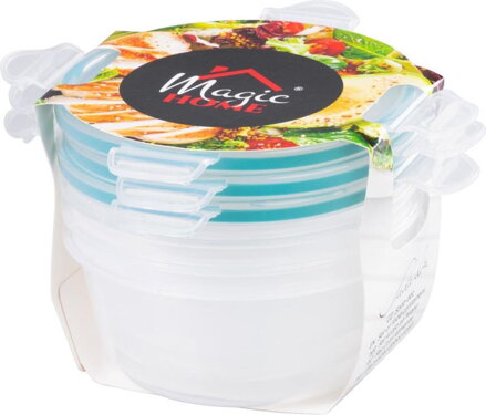 Dóza MagicHome Lunchbox set YH371, sada 3 ks,  700 ml, 145x145x75 mm, okrúhla, Clip