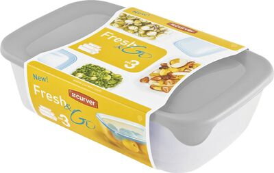 Dóza Curver® Set Rectangular, 0,5Lx1Lx2L, mix farieb mint/sivá/broskyňová