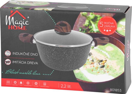 Hrniec MagicHome Black Marble Line, 20 cm, 2200 ml, s pokrievkou Hrniec MagicHome Black Marble Line, 20 cm, 2200 ml, s pokrievkou