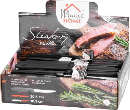 Nôž MagicHome, kuchynský, na steak, s krytom, vrúbkovaný, 20.5 cm, Sellbox 30 ks Nôž MagicHome, kuchynský, na steak, s krytom, vrúbkovaný, 20.5 cm, Sellbox 30 ks