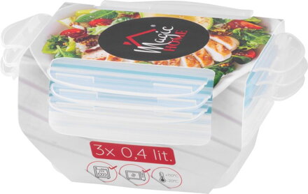Dóza MagicHome Lunchbox set YH375, obdĺžniková, sada 3 ks, 400 ml, 162x111x51 mm