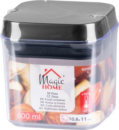 Dóza MagicHome, so silikónovým tesnením, 600 ml, 106x106x110 mm, stohovacia