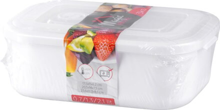 Dóza MagicHome Lunchbox set MB41, sada 3 ks, 700/1300/2100 ml, obdĺžniková, otvárateľné veko