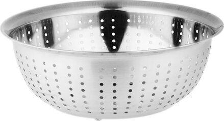 Cedník MagicHome, 26,5 cm, s miskou, okrúhle otvory, nerez