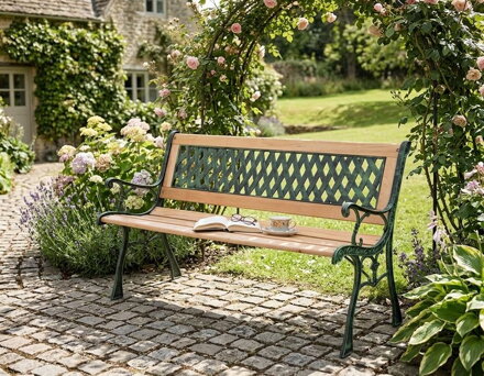 Lavicka záhradná GODIVA, 122x54x73 cm, drevo/plast
