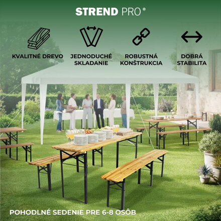 Set pivny DORTMUND Standard3, stôl 175x46x77 cm, 2x lavica 175x23x47 cm, drevo 25 mm