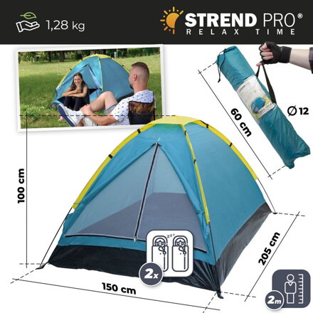 Stan Strend Pro, turistický, pre 2 osoby, zelený, 205x150x100 cm Stan Strend Pro, turistický, pre 2 osoby, zelený, 205x150x100 cm