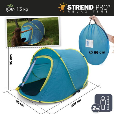 Stan Strend Pro, rozkladací, plážový, modro-žltý, 220x120x95 cm Stan Strend Pro, rozkladací, plážový, modro-žltý, 220x120x95 cm