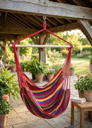 Kreslo CARNER, hojdacie, záhradné, bavlna, max. 150 kg, 100x50 cm