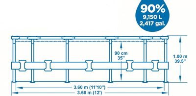 Bazen Bestway® Steel Pro MAX Deluxe Series™, 366x100 cm, filter, rebrík