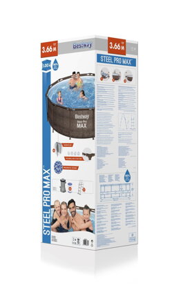 Bazen Bestway® Steel Pro MAX Deluxe Series™, 366x100 cm, filter, rebrík