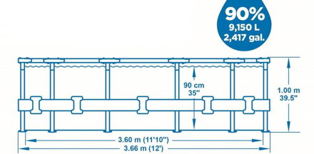 Bazen Bestway® Steel Pro MAX Deluxe Series™, 366x100 cm, filter, rebrík
