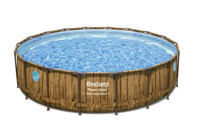 Bazén Bestway® Power Steel™, Vista Series, 56977, filter, pumpa, rebrík, plachta, ChemConnect ™ dávkovač, lepiaca záplata, 5,49x1,22 m