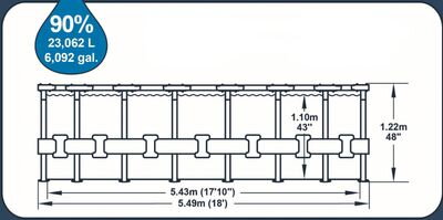 Bazén Bestway® Power Steel™, Vista Series, 56977, filter, pumpa, rebrík, plachta, ChemConnect ™ dávkovač, lepiaca záplata, 5,49x1,22 m