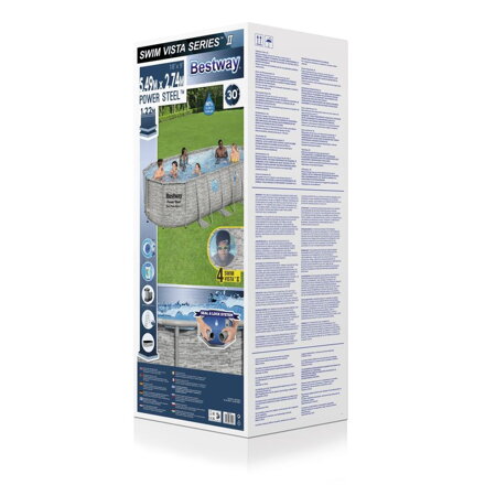Bazén Bestway® Power Steel™, Vista Series, 56716, 5,49x2,74x1,22 m, filter, pumpa, rebrík, plachta, ChemConnect ™ dávkovač, lepiaca záplata, 5,49x2,74x1,22 m