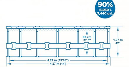Bazén Bestway® Steel Pro MAX, 5614Z, filter, pumpa, rebrík, plachta, 4.27m x 1.07m