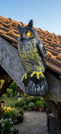 Plasic vtákov, Sova, solárna, svietiace oči, 41cm