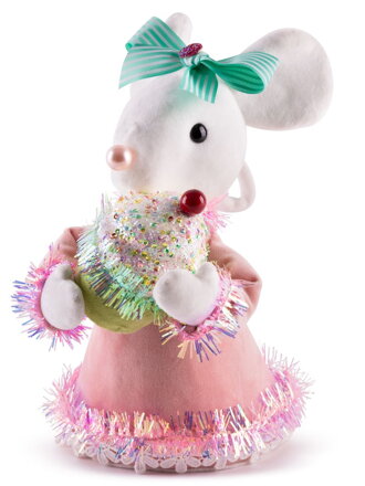 Dekorácia MagicHome, myška, ružová, 27 cm