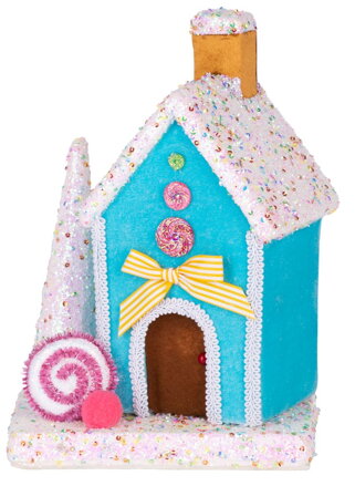 Dekorácia MagicHome, domček, modrý, 27 cm