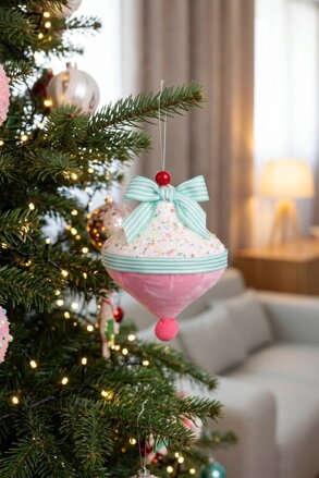 Dekorácia MagicHome, ružová, 15 cm, závesná