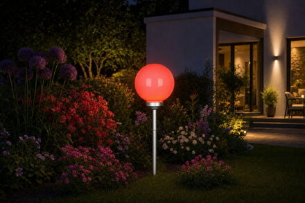 Lampa solárna, 4-farebné LED, 30x73 cm