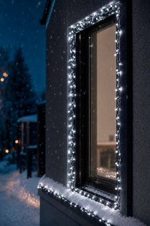 Reťaz MagicHome Vianoce Ceibo, 192 LED studená biela, 3xAA, časovač, exteriér, L-14,30 m
