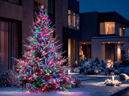 Reťaz MagicHome Vianoce Errai, 1200 LED multicolor, 8 funkcií, 230 V, 50 Hz, IP44, exteriér, L-24 m