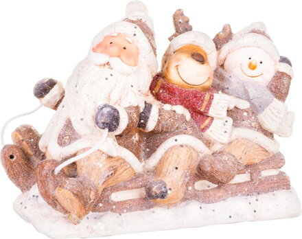 Dekorácia MagicHome Vianoce, Santa, sob a snehuliak na saniach, keramika, 45x23x34,50 cm Dekorácia MagicHome Vianoce, Santa, sob a snehuliak na saniach, keramika, 45x23x34,50 cm