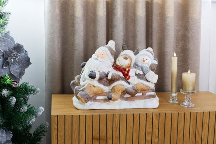 Dekorácia MagicHome Vianoce, Santa, sob a snehuliak na saniach, keramika, 45x23x34,50 cm Dekorácia MagicHome Vianoce, Santa, sob a snehuliak na saniach, keramika, 45x23x34,50 cm