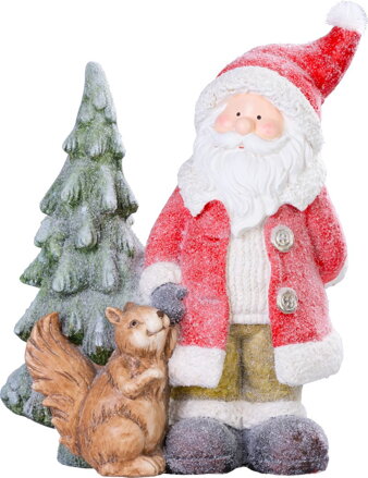 Dekorácia MagicHome Vianoce, Santa s veveričkou a stromčekom, 1 LED, 2xAAA, keramika, 35,50x20x46 cm Dekorácia MagicHome Vianoce, Santa s veveričkou a stromčekom, 1 LED, 2xAAA, keramika, 35,50x20x46 cm