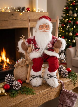 Dekorácia MagicHome Vianoce, Santa, sediaci, 46 cm
