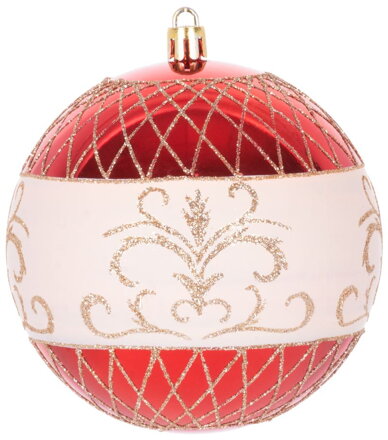 Gule MagicHome Vianoce, 4 ks, červené, s ornamentami, na vianočný stromček, 10 cm