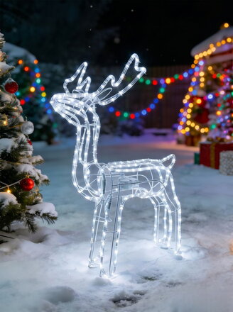 Dekorácia MagicHome Vianoce, Sob, 216x LED studená biela, s otočnou hlavou, GS IP44 transformátor, exteriér, 46x23x82 cm