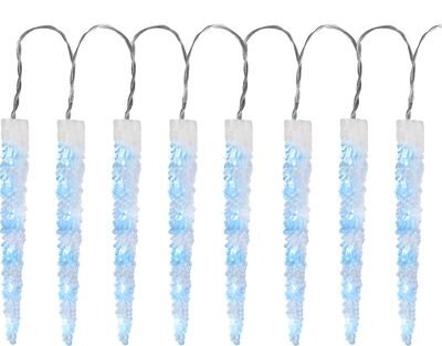 Reťaz MagicHome Vianoce Icicle, 65 LED ľadovo modrá, 8 funkcií, 230 V, 50 Hz, IP44, exteriér, L-2,70