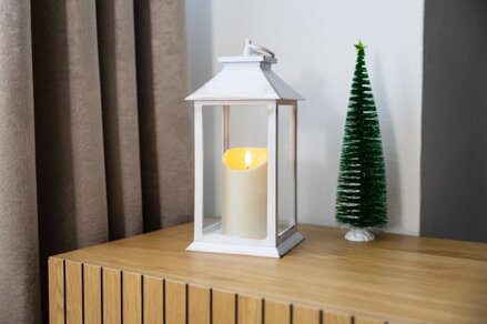 Lampáš MagicHome Vianoce, LED, 3xAAA, plast, biely, 11x11x4 cm