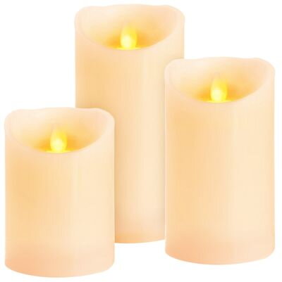 Sviečky MagicHome Vianoce, sada 3 ks, LED, 3xAAA, pravý vosk, jednoduché svietenie, časovač, pohyblivý plameň, 7,5x10; 12,5; 15 cm Sviečky MagicHome Vianoce, sada 3 ks, LED, 3xAAA, pravý vosk, jednoduché svietenie, časovač, pohyblivý plameň, 7,5x10; 12,5; 15 cm