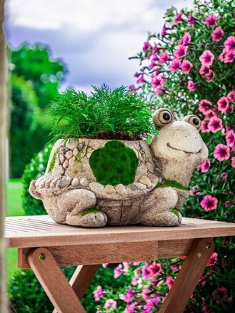 Dekorácia MagicHome, Korytnačka s kvetináčom, keramika, 38x29,5x25 cm