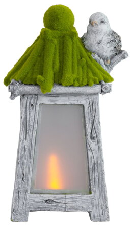 Dekorácia MagicHome, Lampáš s vtáčikom, solar, LED, keramika, 26x20x45 cm