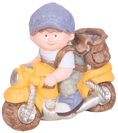 Dekorácia MagicHome, Chlapček na motorke, keramika, 38x20x36 cm