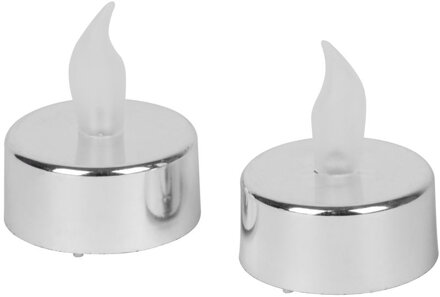 Sviečky MagicHome, 1 LED, bal. 2 ks, strieborné, čajová
